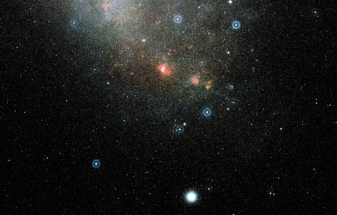 Фото обои NGC 346, Small Magellanic Cloud galaxy, Digitized Sky Survey 2