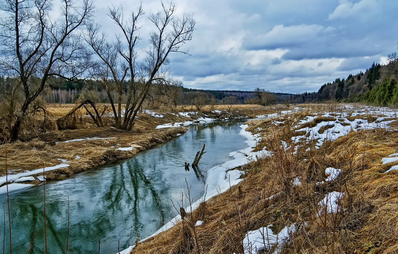 Фото обои природа, река, весна