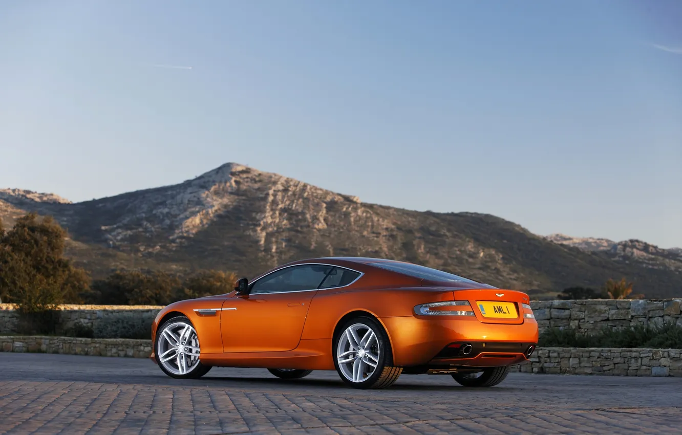 Фото обои Aston Martin, астон мартин, Orange, cars, auto, ораньжевый, Aston Martin Virage