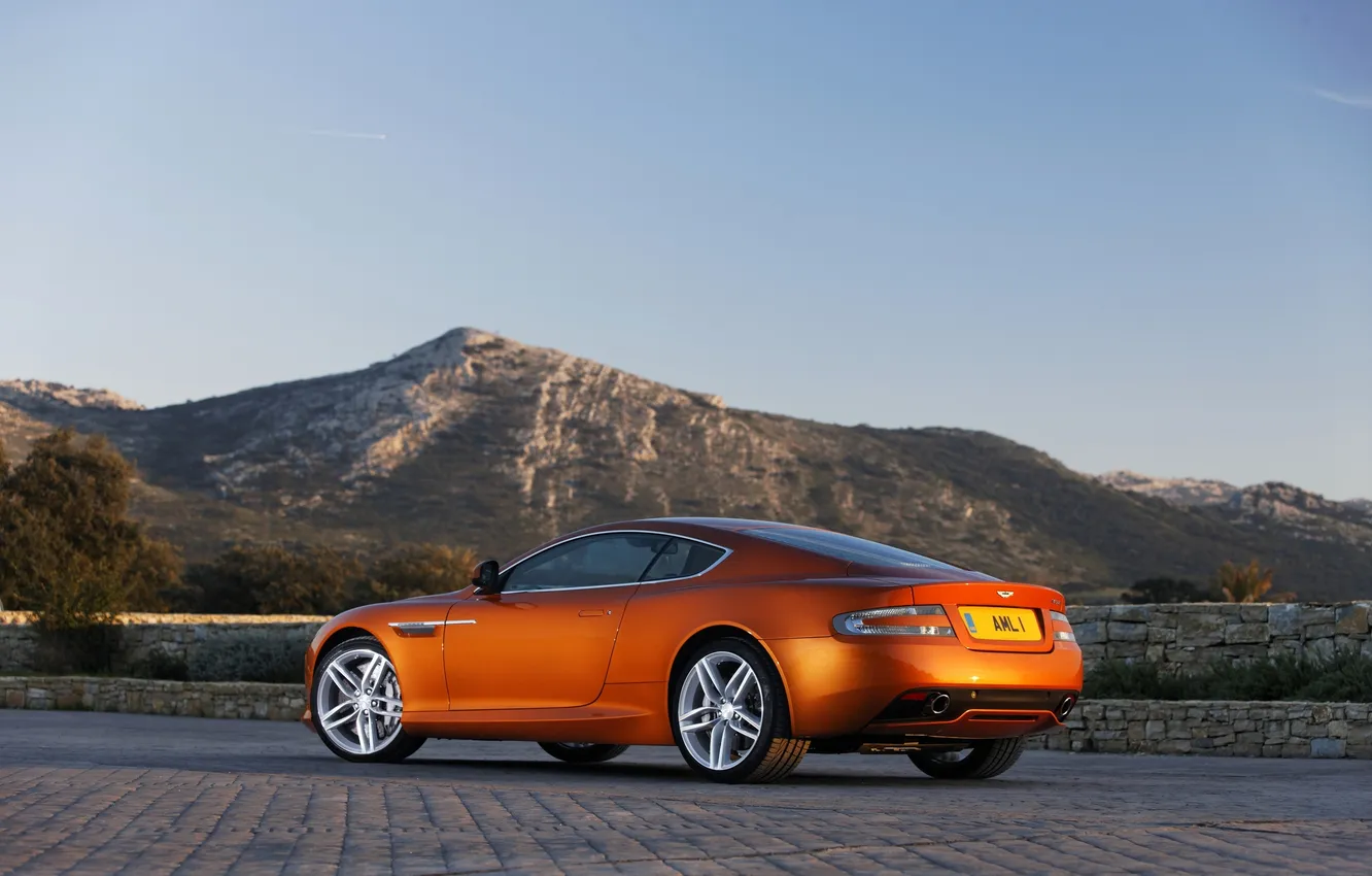 Фото обои Aston Martin, астон мартин, cars, auto, orange, ораньжевый, Aston Martin Virage