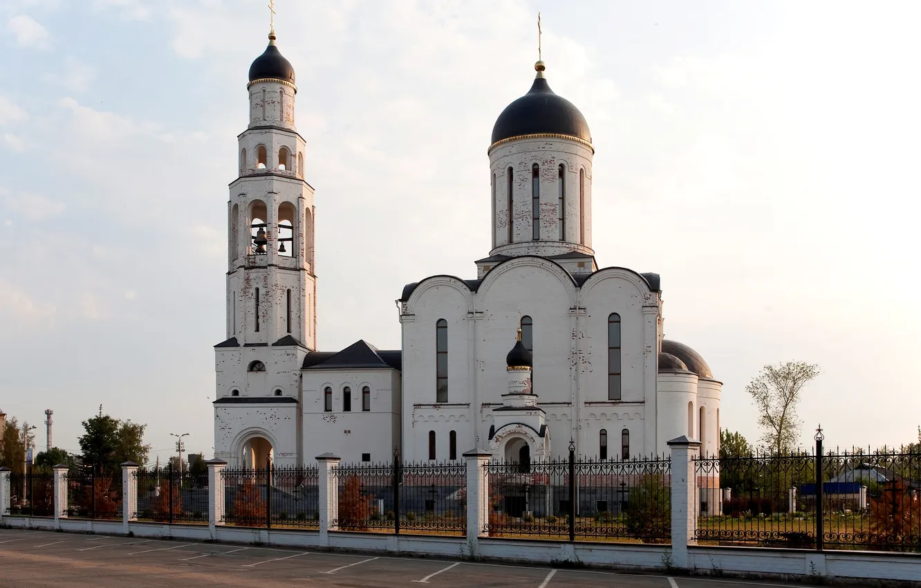 Фото обои дорога, забор, церковь, Подмосковье, Илии Пророка