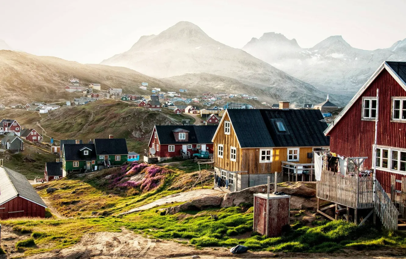 Фото обои город, север, Greenland, Гринландия