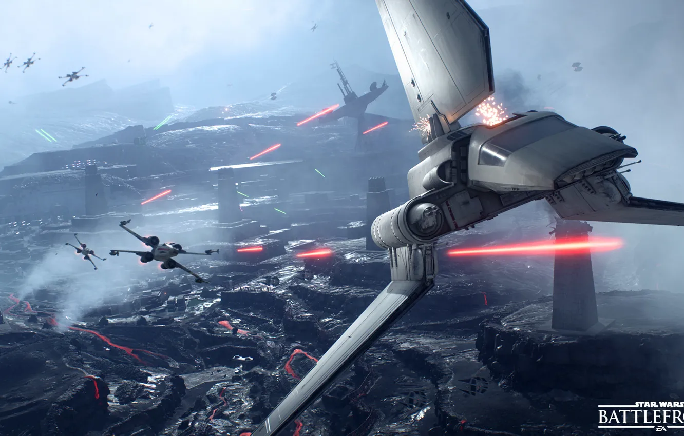 Фото обои игры, Electronic Arts, DICE, X-Wing, star wars battlefront, Sullust, Imperial Shuttle