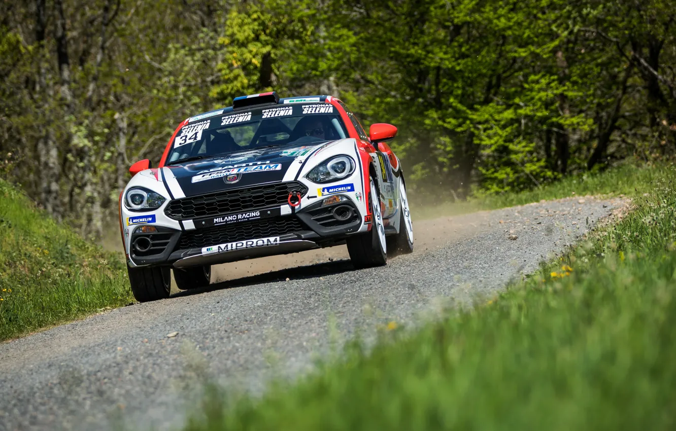 Фото обои трава, деревья, ралли, 2018, Abarth, 124 Rally