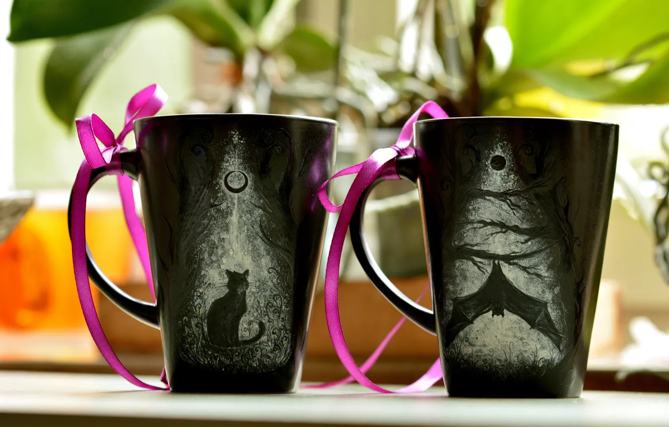 Фото обои ленты, чашки, cups
