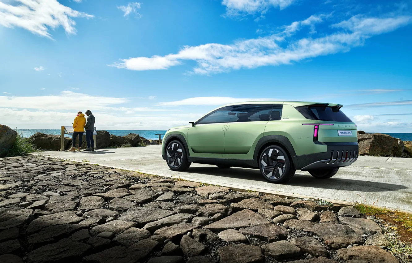 Фото обои Concept, Дорога, Люди, Концепт, Skoda, Электромобиль, 2022, eMobility