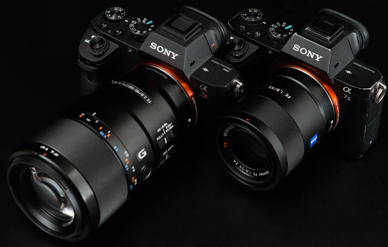Фото обои макро, пара, объектив, Sony, фотоаппараты