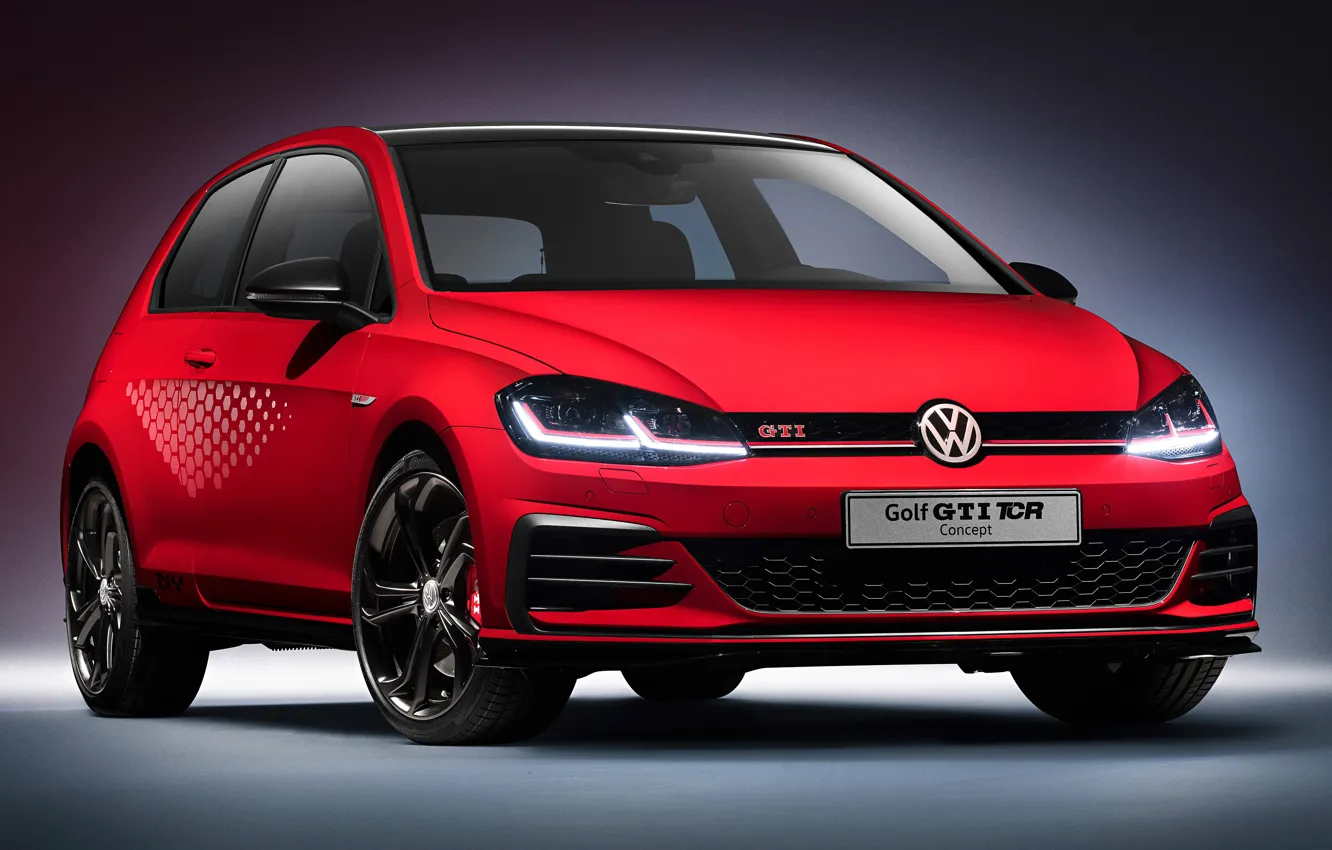 Фото обои Concept, красный, Volkswagen, Golf, GTI, 2018, TCR
