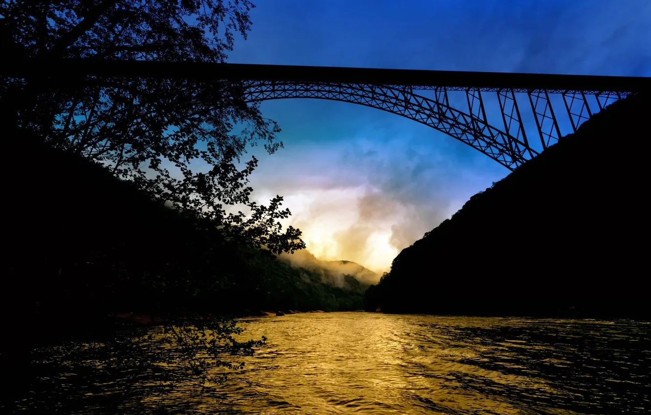 Фото обои мост, река, Природа