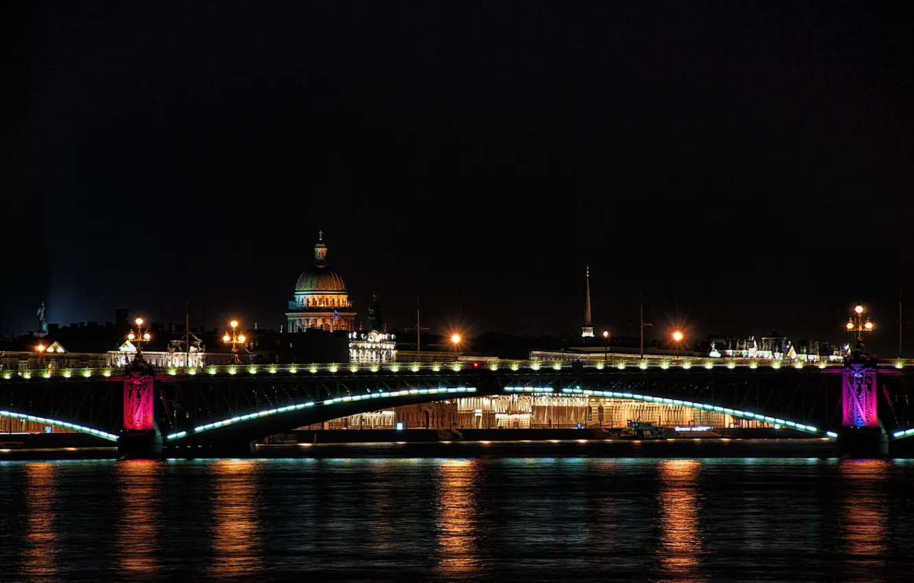 Фото обои ночь, город, мосты