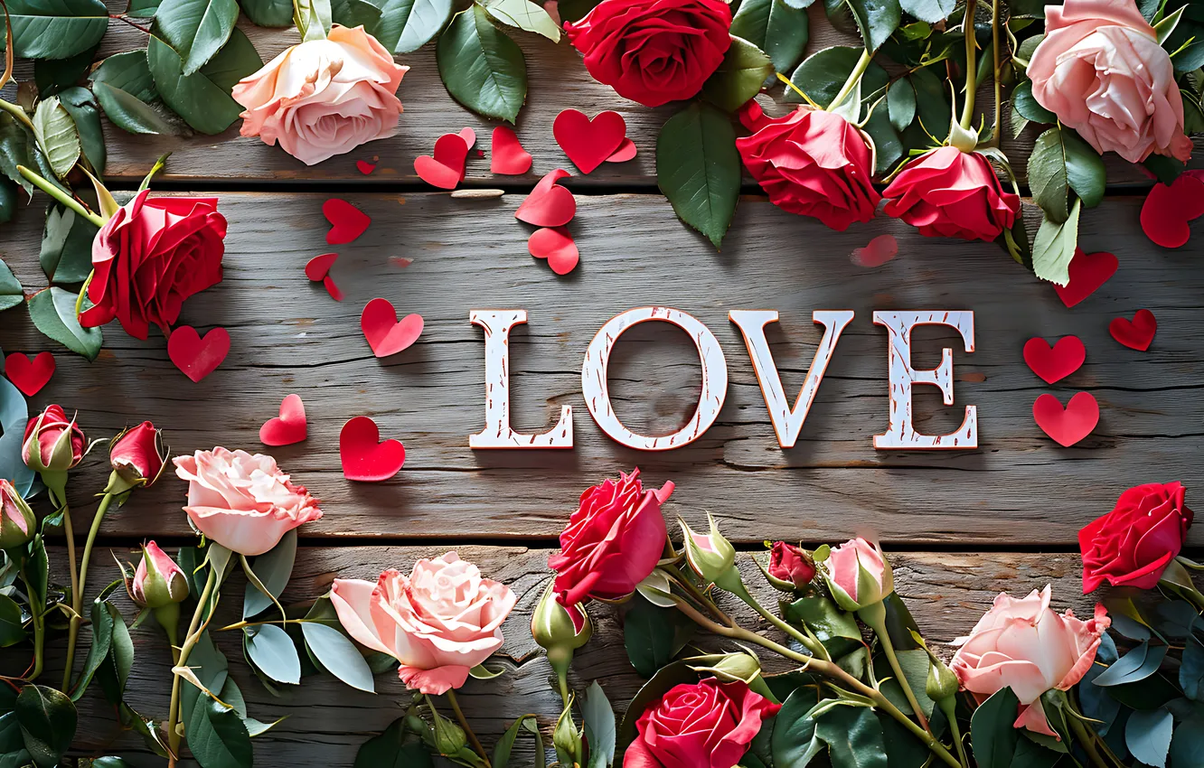 Фото обои любовь, цветы, романтика, сердце, розы, love, happy, День святого Валентина