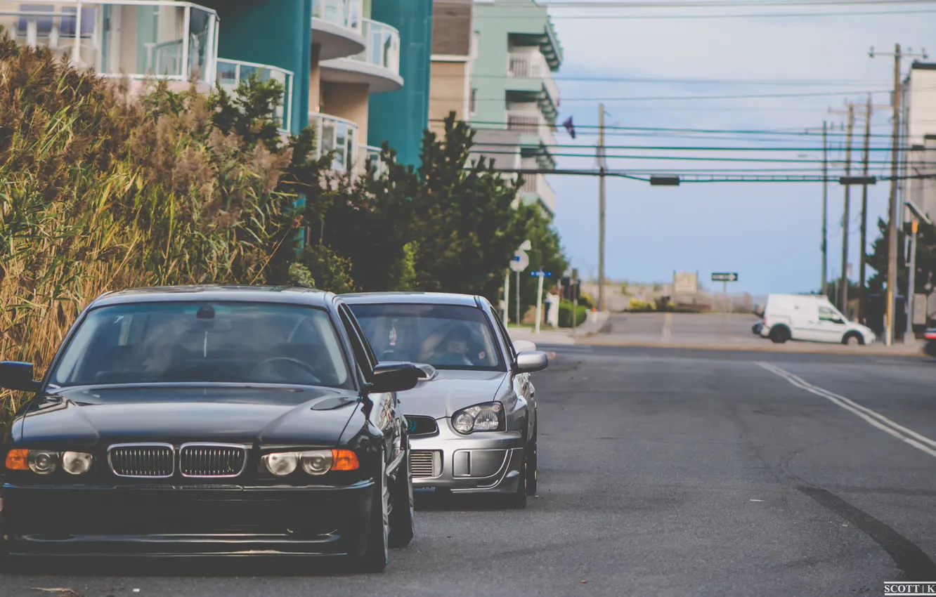 Фото обои bmw, бмв, subaru, black, impreza, e38, bimmer