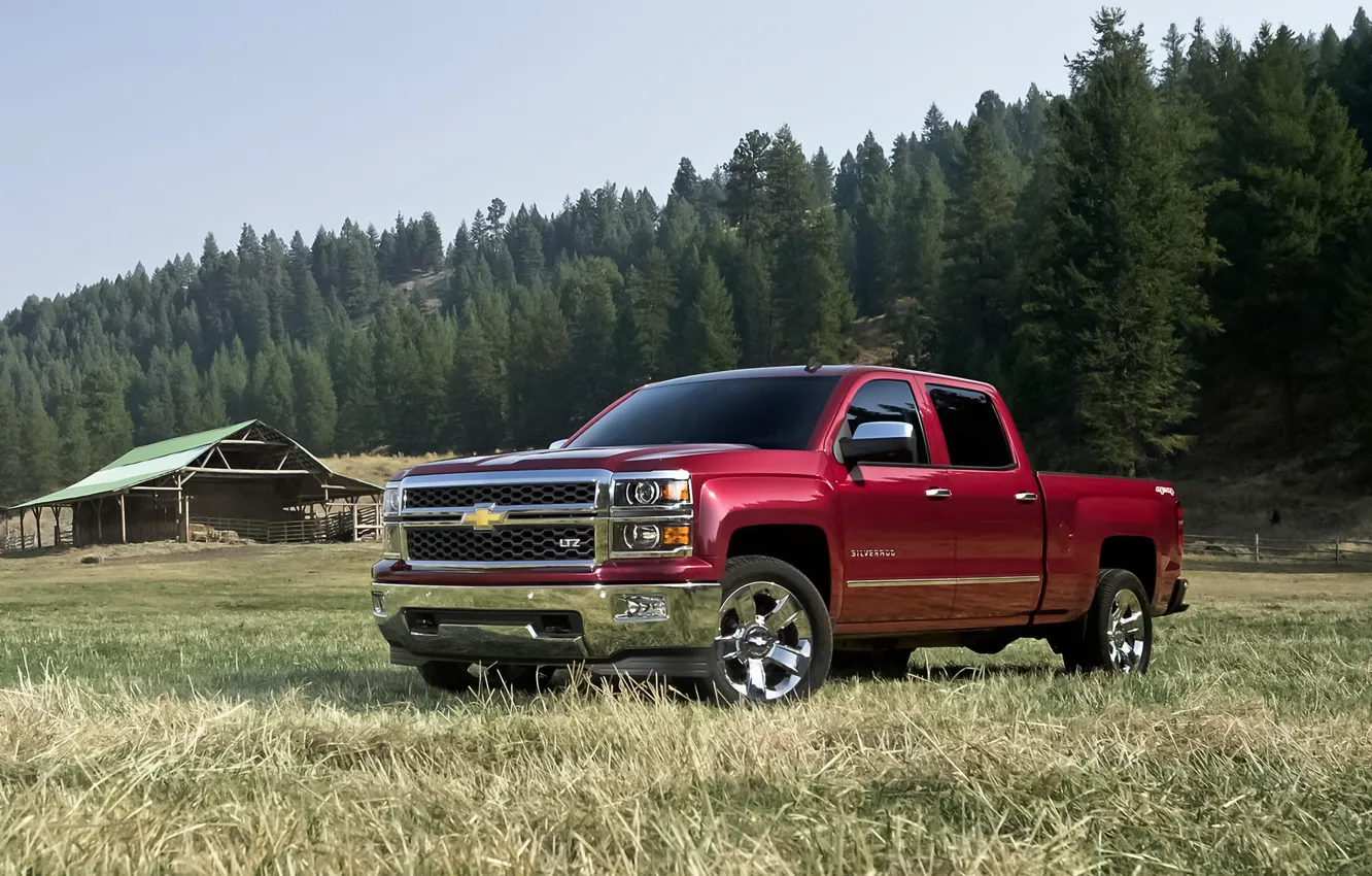 Фото обои red, truck, pickup, 1500, bed, chevy, large, 2014