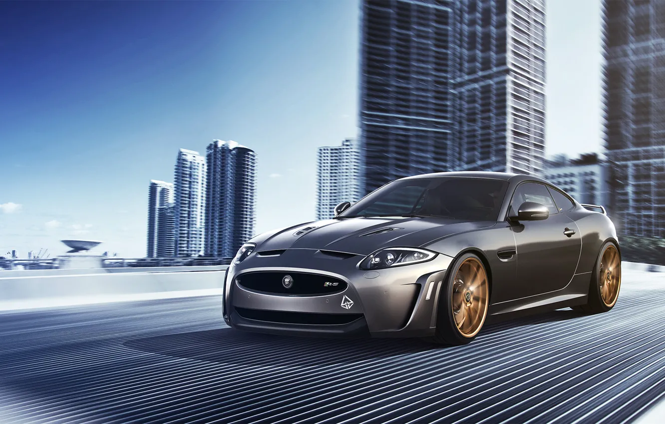 Фото обои Jaguar, City, Car, Speed, Front, Sport, Road, XKR-S