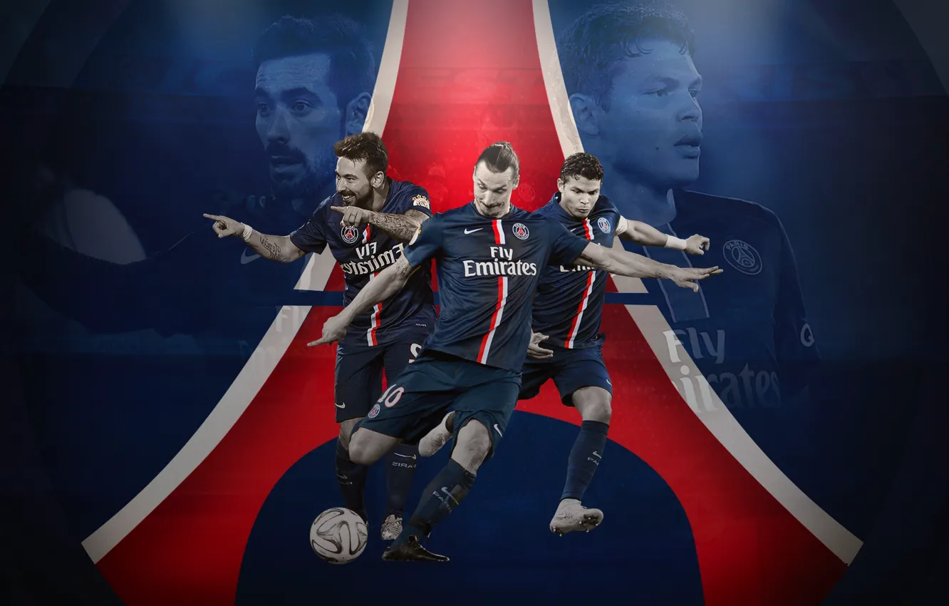 Фото обои wallpaper, sport, logo, football, Paris Saint-Germain, players