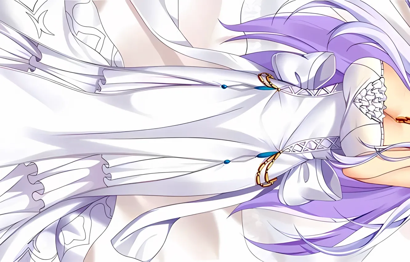 Фото обои widescreen, girl, sexy, cleavage, long hair, dress, boobs, anime