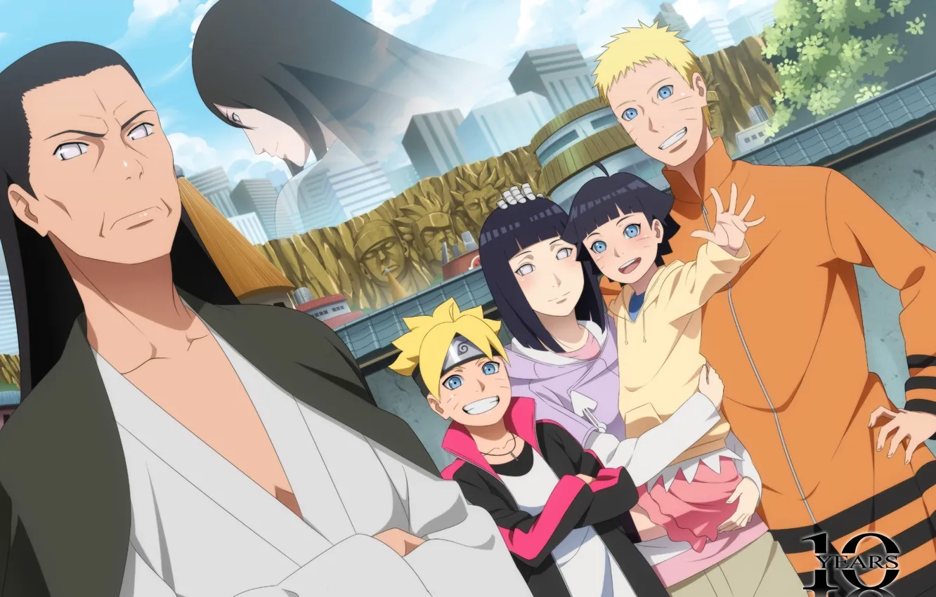 Фото обои дети, аниме, семья, арт, Наруто, Naruto, Хината