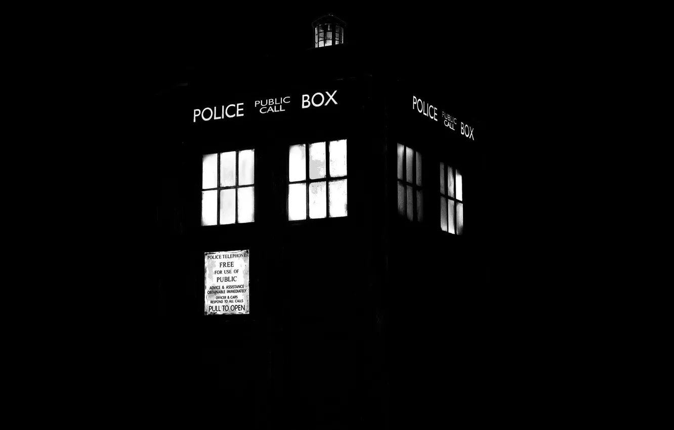 Фото обои Черный Фон, Doctor Who, Доктор Кто, ТАРДИС, TARDIS