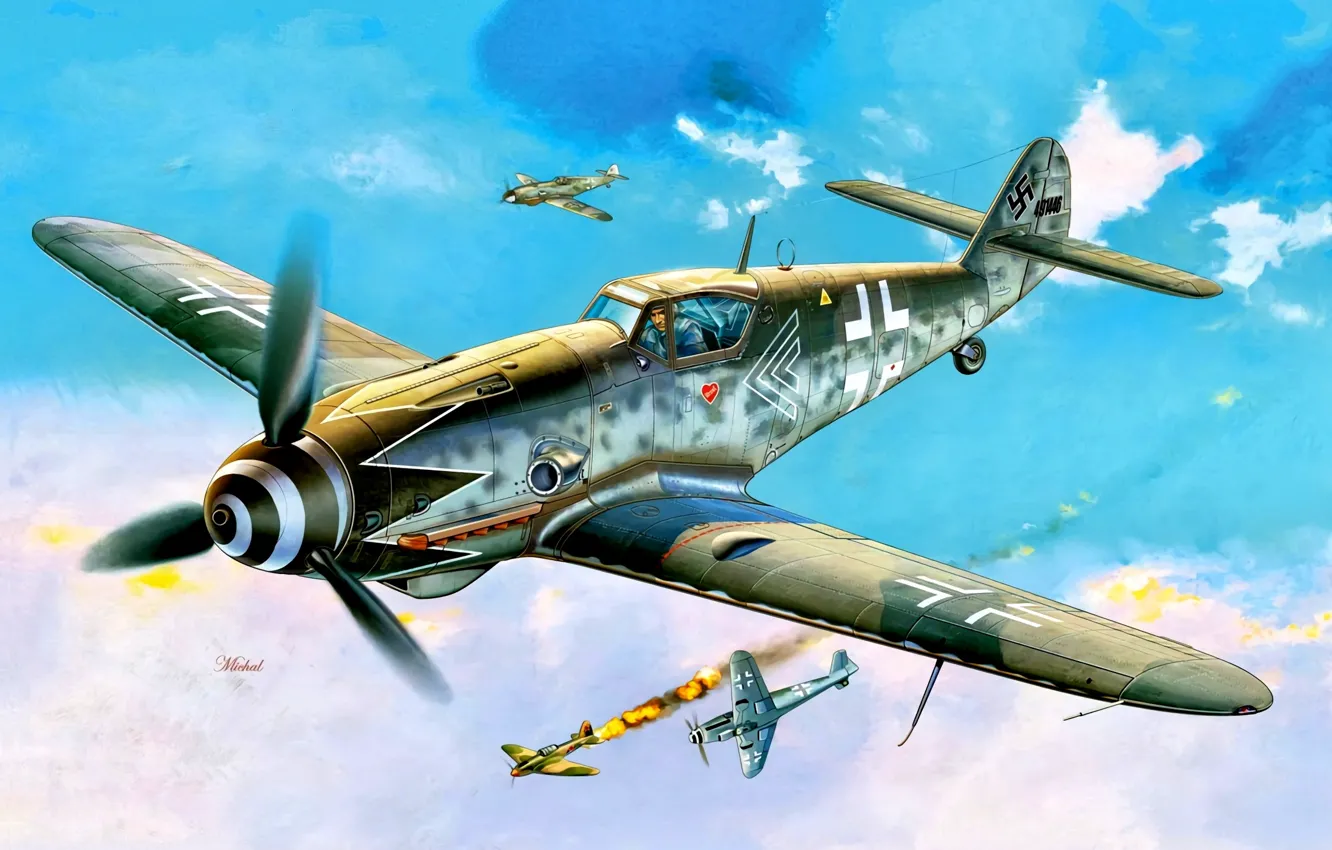 Обои Messerschmitt, Bf-109, WWII, Bf.109G-10, JG52, Erich ''Bubi ...