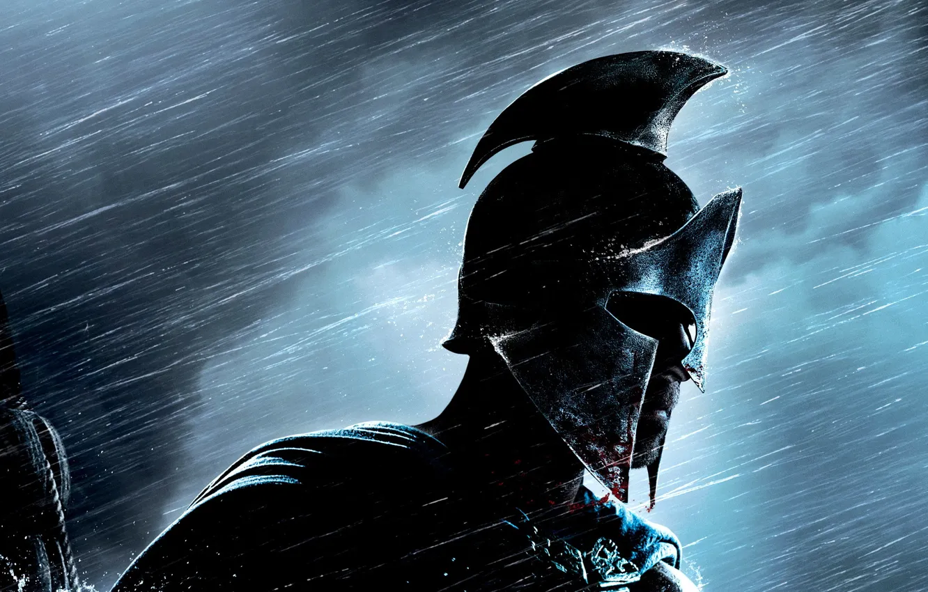 Фото обои дождь, воин, шлем, 300: Rise of an Empire, 300 спартанцев: Расцвет империи