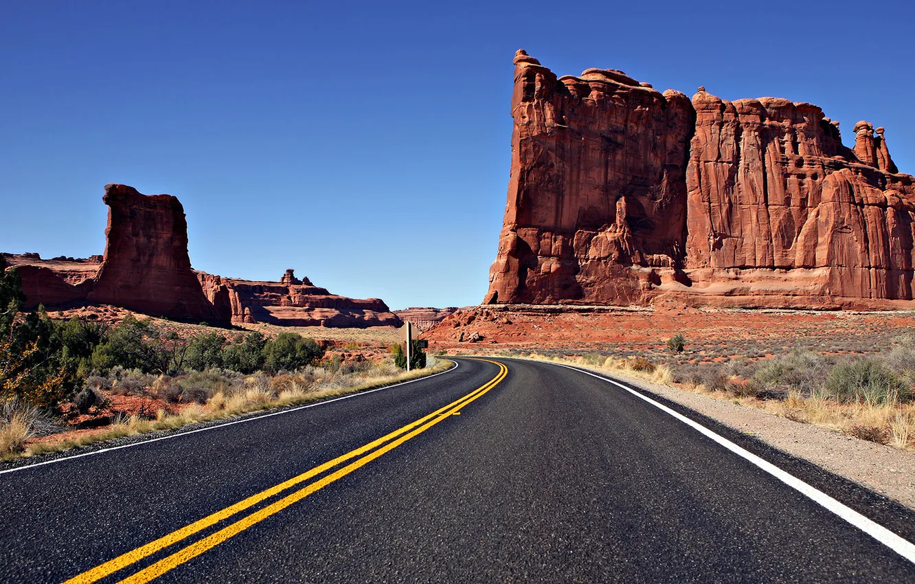 Фото обои дорога, пустыня, Природа, каньоны