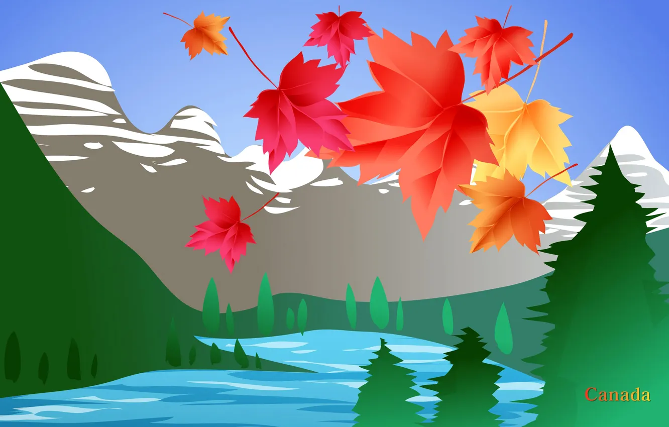 Фото обои листья, деревья, пейзаж, горы, озеро, путешествия, Канада, Canada
