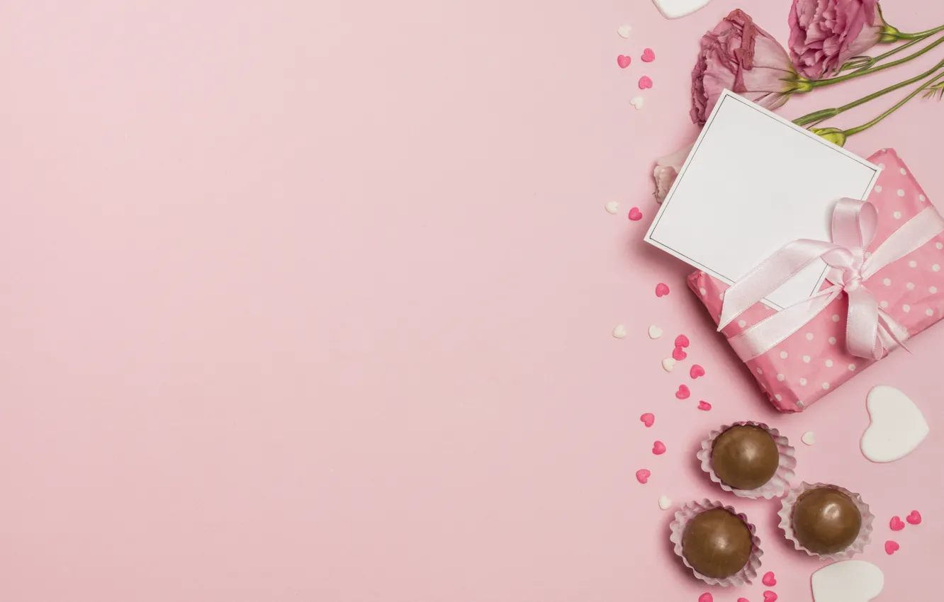 Фото обои праздник, подарок, открытка, эустома, День матери