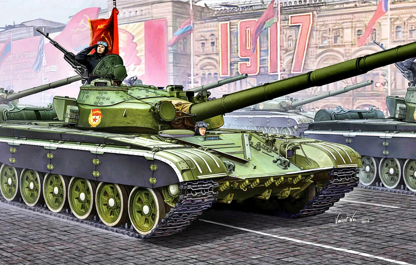 Фото обои СССР, основной боевой танк, Красное Знамя, Т-72Б, Гвардия, 12.7-мм НСВТ, Холодная война