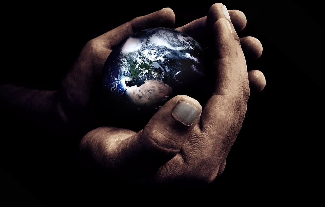 Фото обои земля, мир, планета, руки