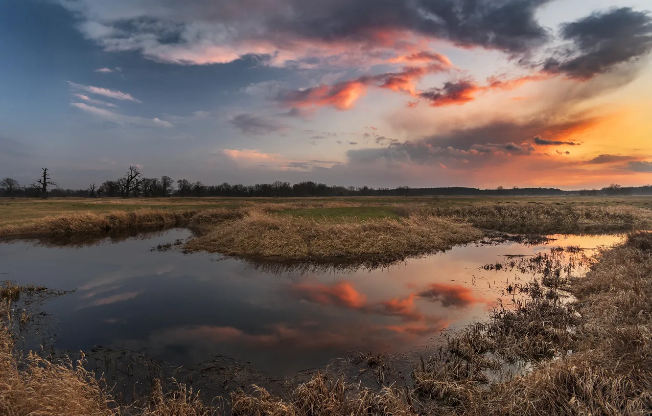 Фото обои осень, небо, вода, закат, река, Robert Kropacz