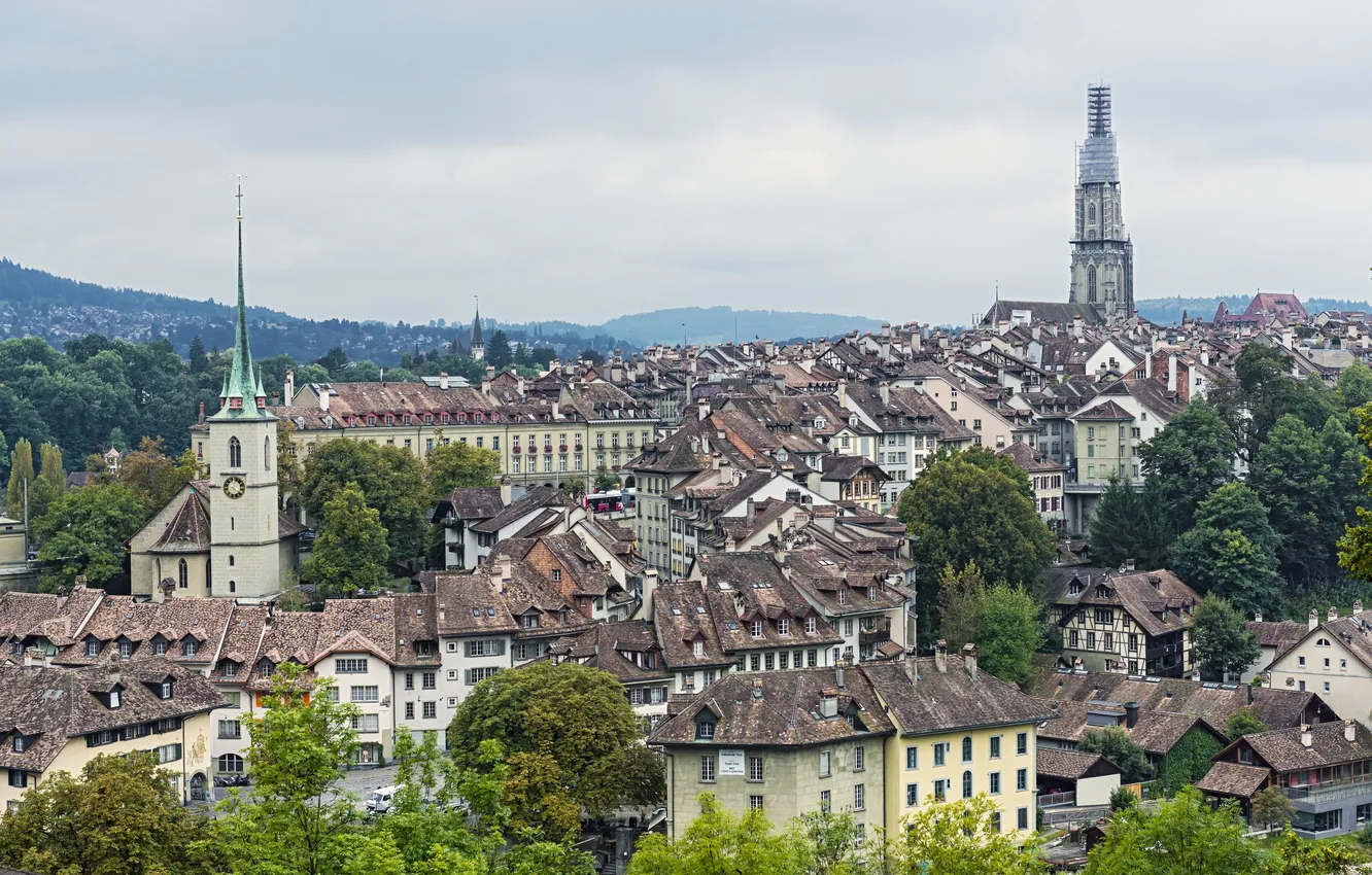Фото обои здания, Швейцария, панорама, Switzerland, Берн, Bern
