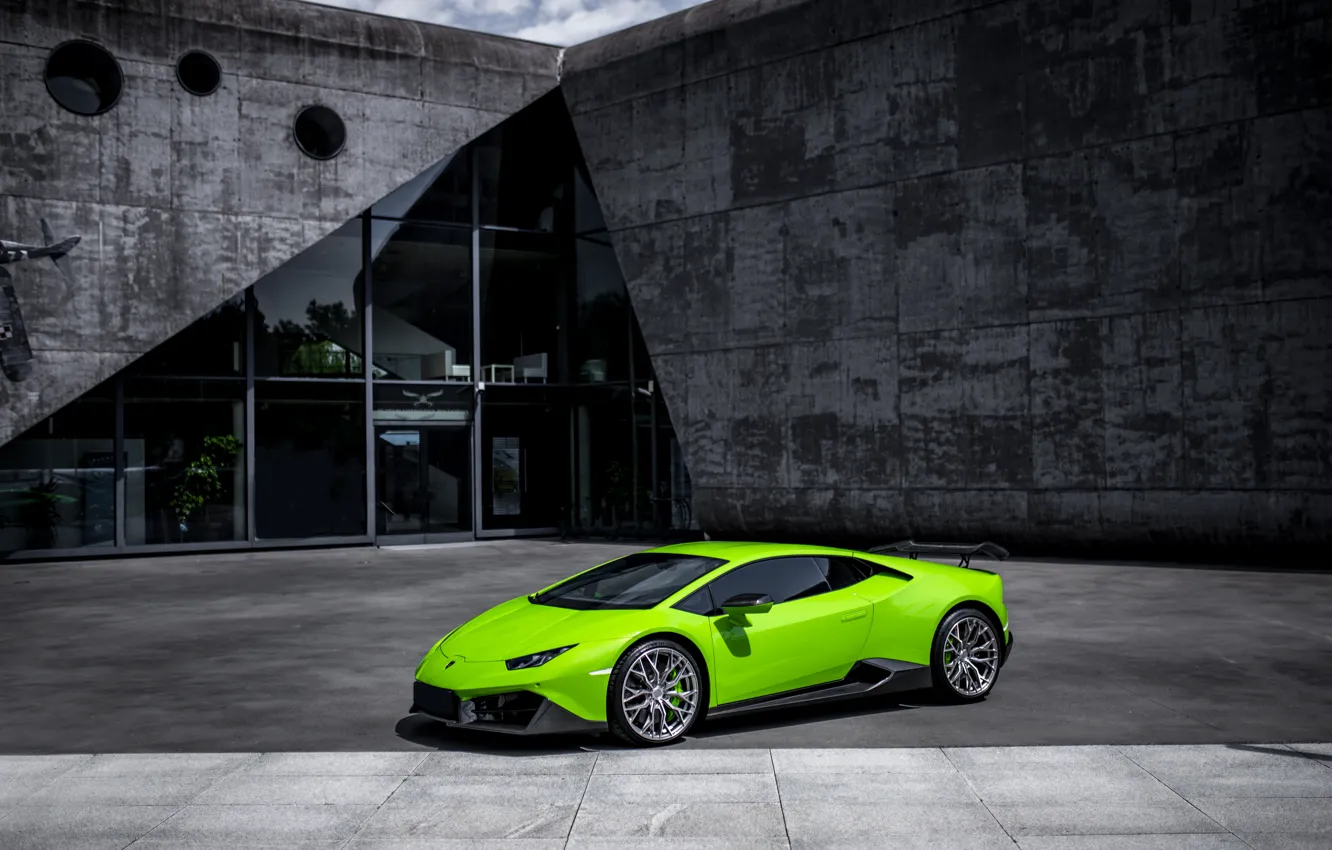 Фото обои Lamborghini, Wall, Green, VAG, Huracan