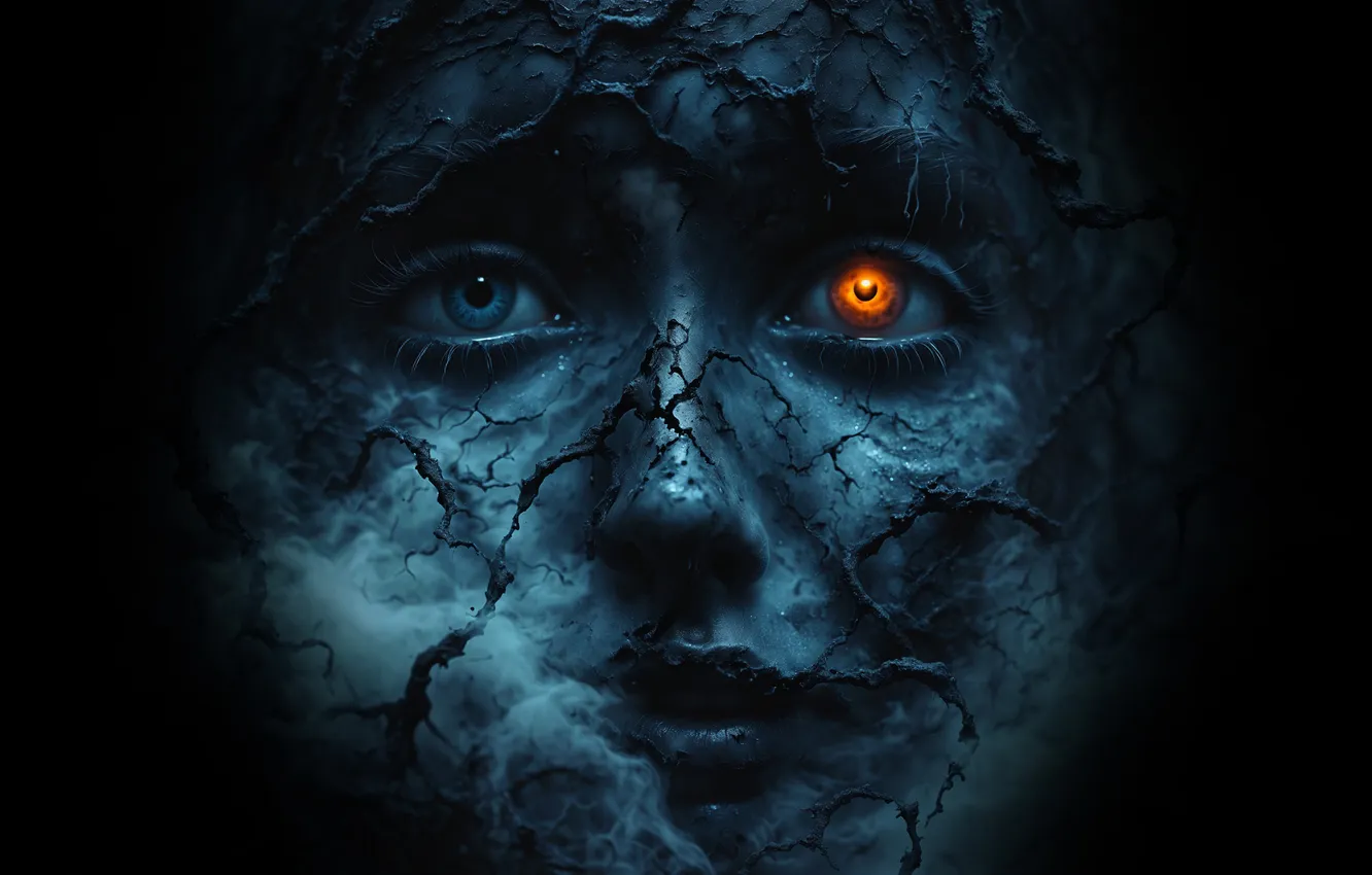 Фото обои глаза, лицо, трещины