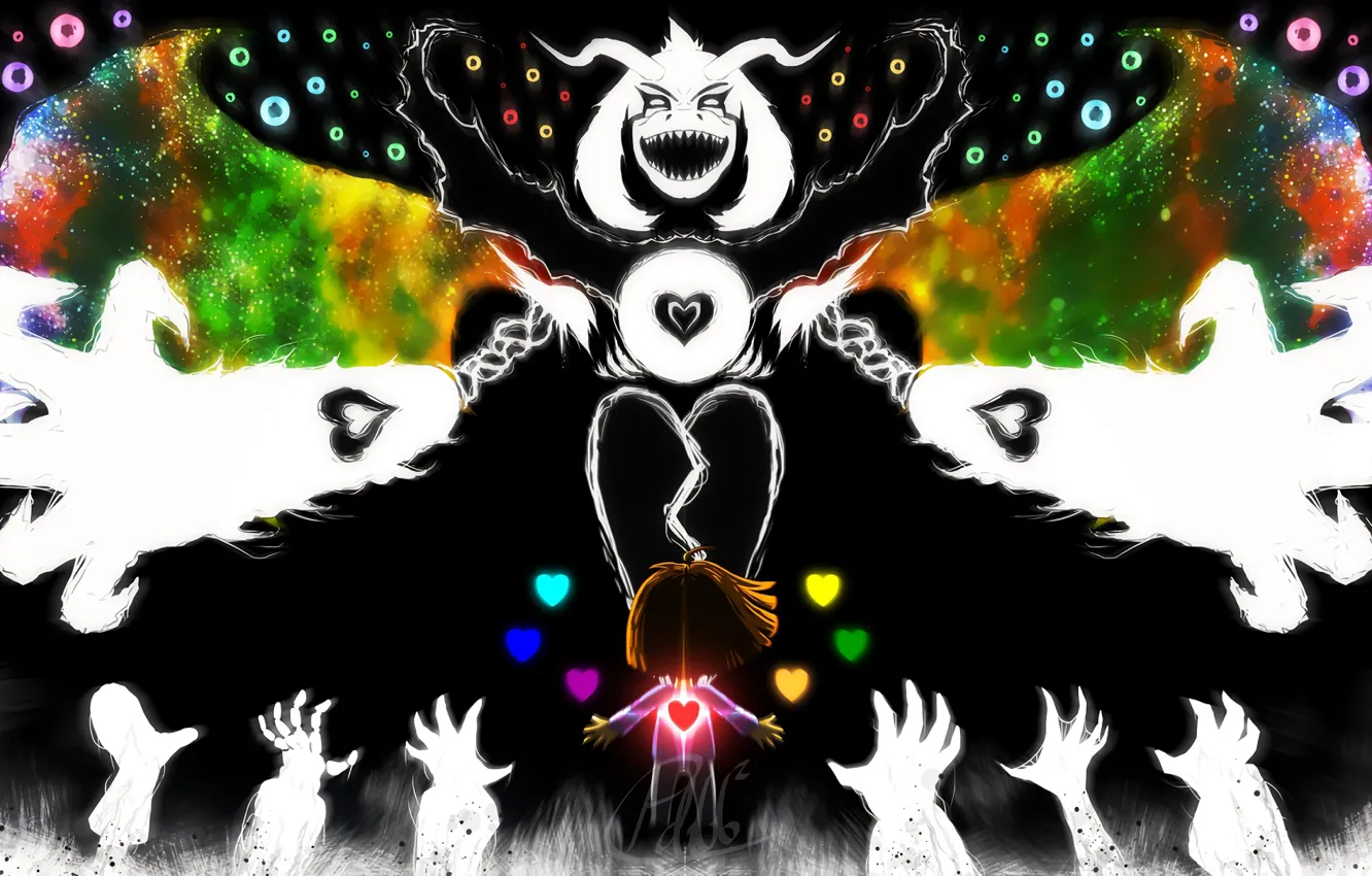 Фото обои сердце, существо, девочка, персонажи, Undertale, Андертейл