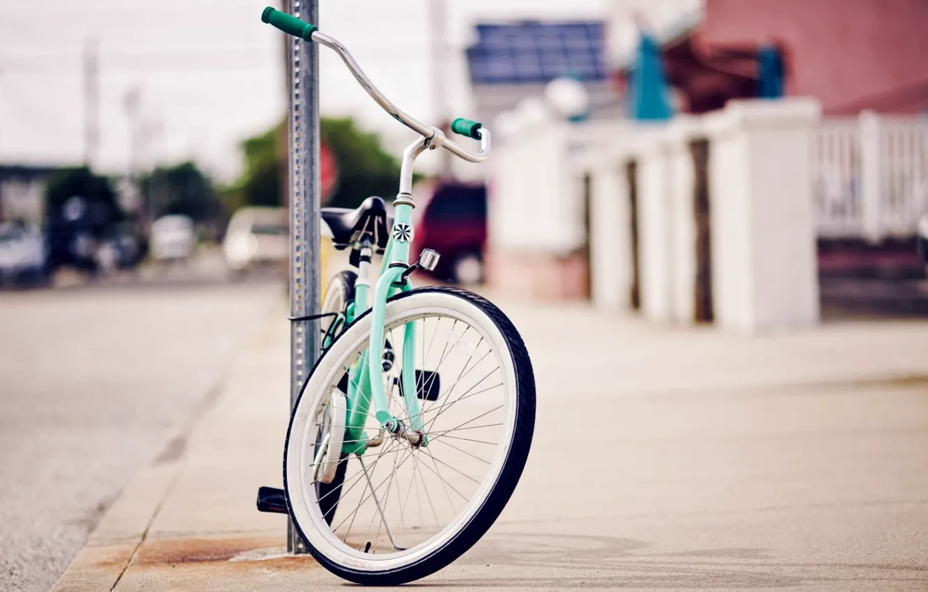 Фото обои велосипед, город, фон, настроение, отдых, обои, улица, спорт