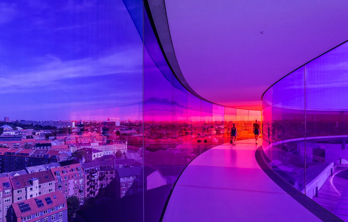 Фото обои краски, Дания, коридор, панорама, Орхус, Художественный музей
