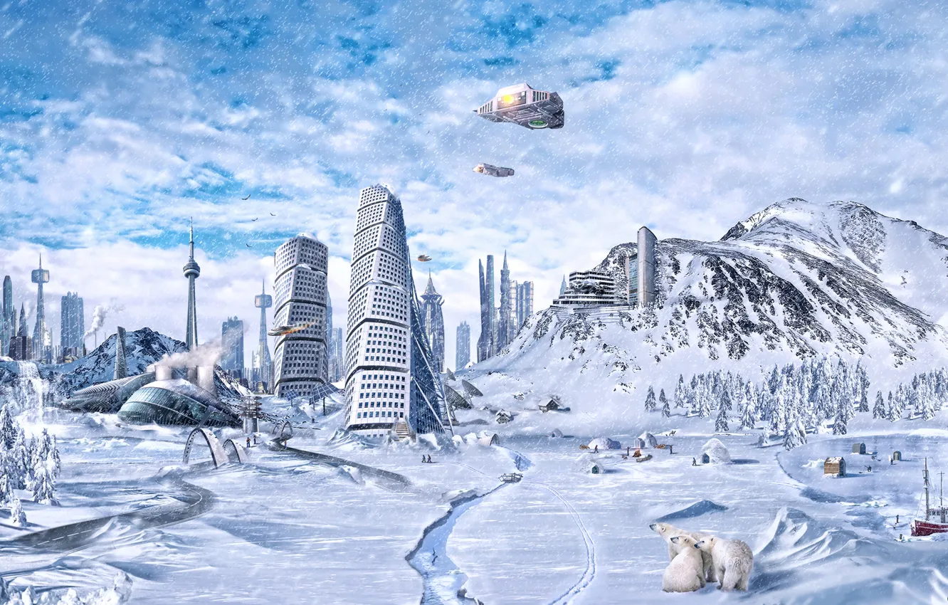 Фото обои город, лёд, конец света