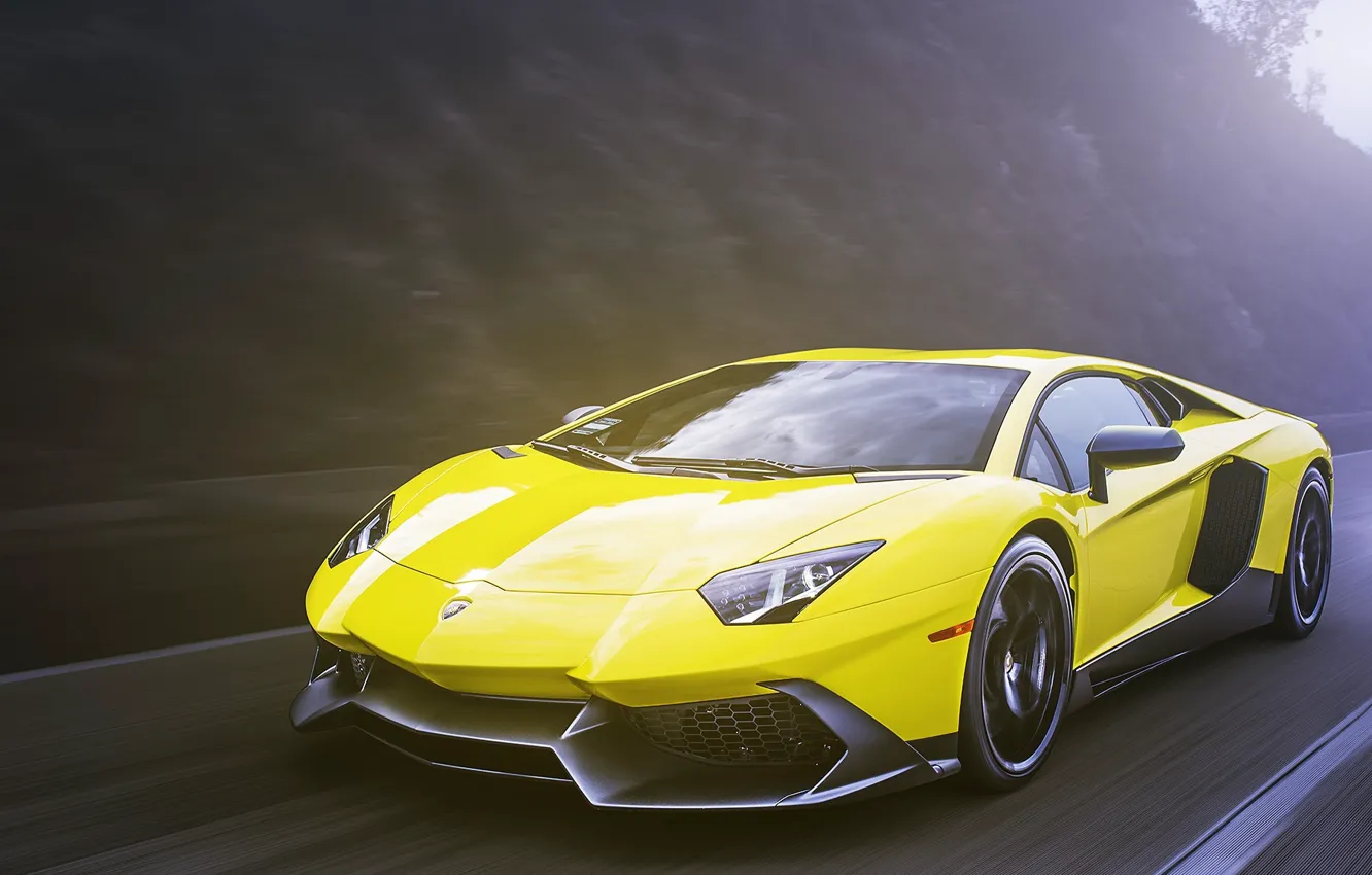 Фото обои жёлтый, Lamborghini, ламборджини, yellow, Aventador, авентадор, LP720-4