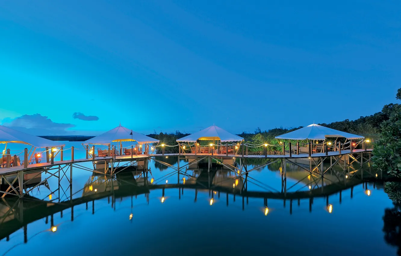 Фото обои pool, evening, resort, Mauritius, restaurant, Constance Maurice