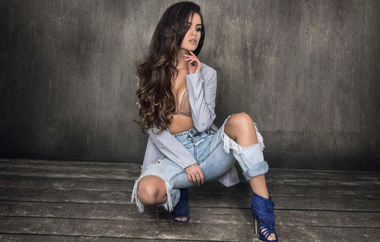 Фото обои girl, jeans, cute