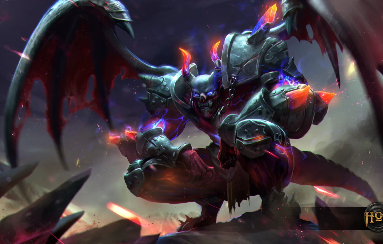 Фото обои ночь, крылья, монстр, демон, арт, hon, Heroes of Newerth, Blood Hunter