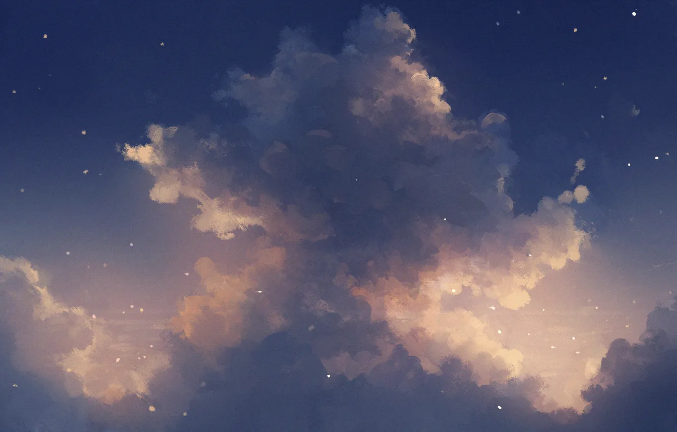 Фото обои небо, облака, лепестки