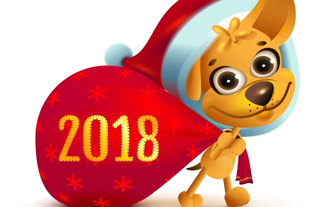 Фото обои рисунок, собака, Новый год, 2018