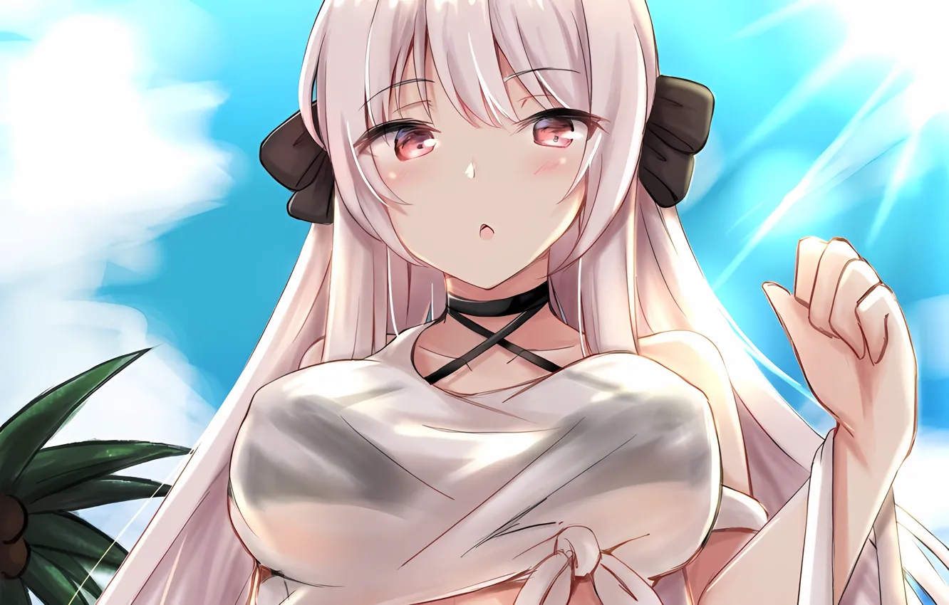 Фото обои girl, sexy, erect nipples, long hair, boobs, anime, beautiful, twintails