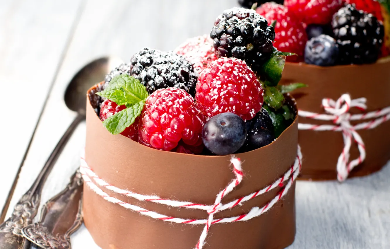 Фото обои ягоды, малина, куст, еда, шоколад, клубника, сладости, фрукты