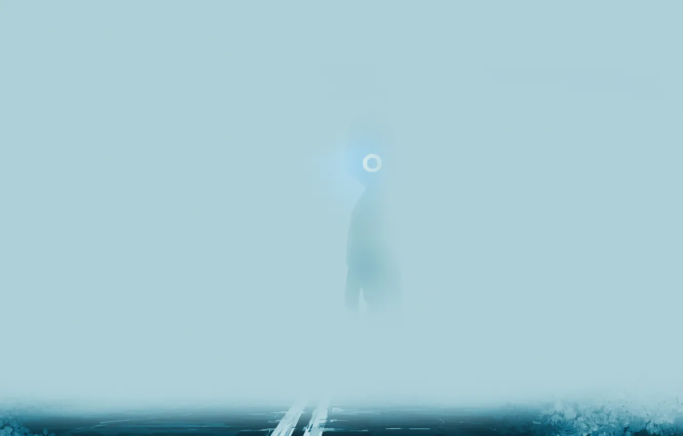 Фото обои туман, фантастика, робот