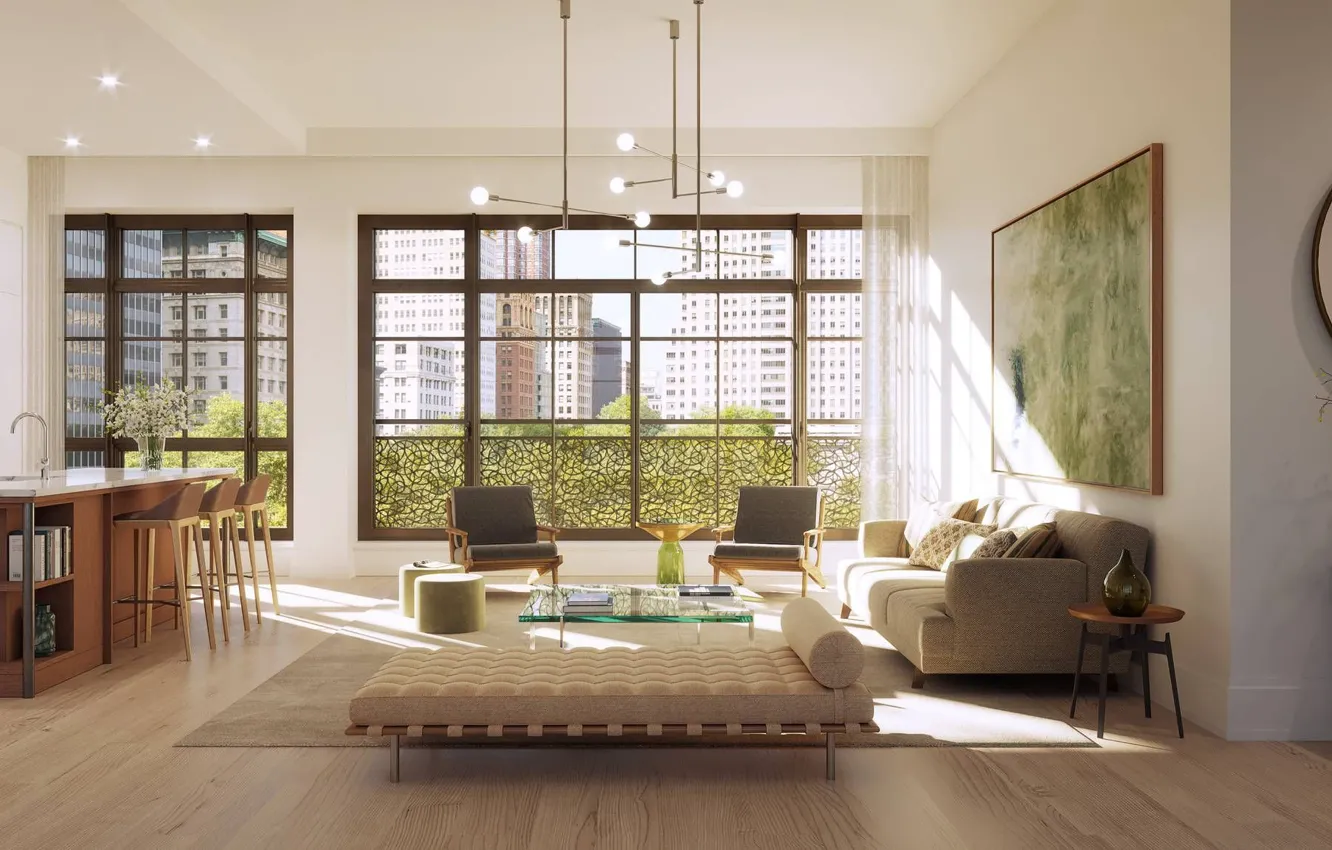 Фото обои интерьер, кухня, мегаполис, New York, гостиная, столовая, 25 Park Row in Financial District