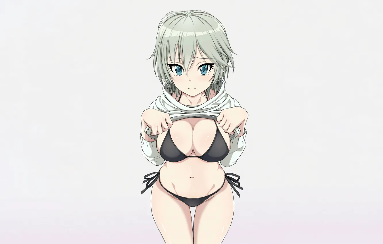 Фото обои girl, sexy, Anastasia, cleavage, boobs, anime, blue eyes, beautiful