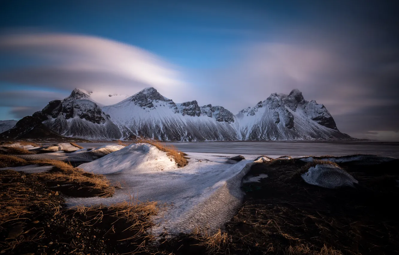 Фото обои горы, Исландия, Iceland, Vestrahorn