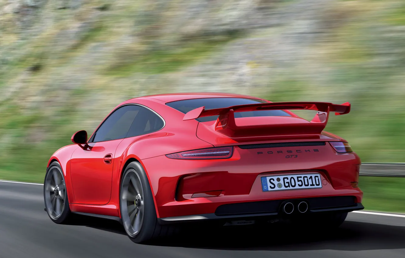 Фото обои скорость, Porsche, спойлер, задок, 911 GT3